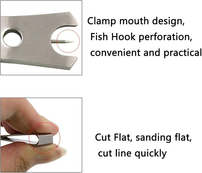 2Pcs Fishing Line Cutter Nipper with Hook Eye Cleaner Pin Stainless Steel Fishing Line Scissors Cutting Tool, Fishing Line Cutter Nipper with Hook Eye Cleaner Pin, Multi Functional Accessories