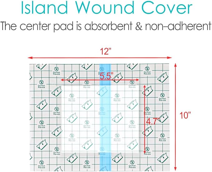 Waterproof Shower Protector | 10x12 Inch Dialysis Catheter Shower Cover Large Bandage | Without Glue in Center for Chest Catheter Port Central Picc Line PD Peritoneal Dialysis Accessories (Pack of 7)