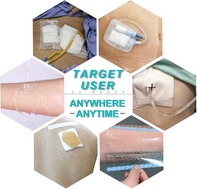 Waterproof Shower Cover Shields, Non-Stick Center Pad for Dialysis Port Picc Line Chest Catheter PD Peritoneal Dialysis Chemo Feeding Tube Peg G-Tube Patient Bandage Protector, 9"x9"(Pack of 25)