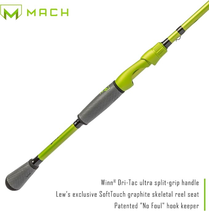 Lew’s MACH Jacked Baitcast Reel and Fishing Rod Combo, HM50 Graphite Rod, Tanso Tech Reel Frame and Sideplate, Carbon Fiber Drag System, 7.5:1 Gear Ratio