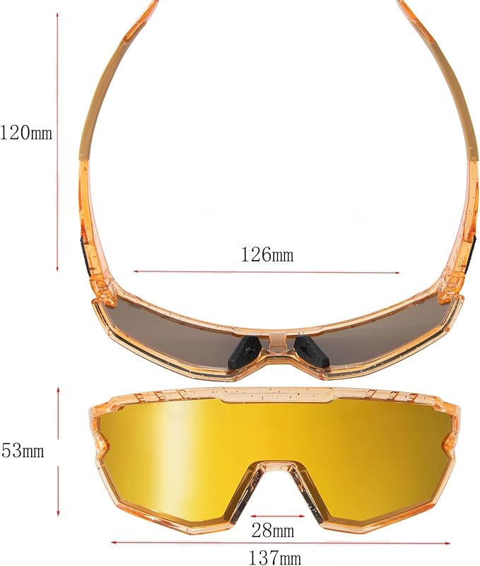 Polarized Men Women Sports Sunglasses, UV400 Wrap-Around Cycling Baseball TR90 Eyewear for Fishing Driving Softball