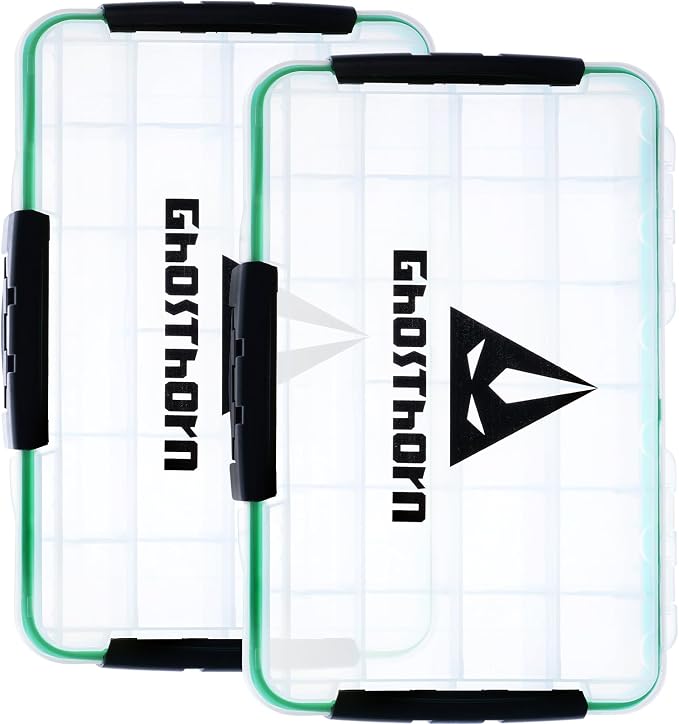 Ghosthorn Fishing Tackle Box, Waterproof 3600 and 3700 Tackle Trays, Plastic Tackle Box Organizer with Removable Dividers Storage Lure Box for Lures 2 Pack (3700 * 2)