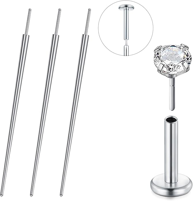 QWALIT Piercing Taper Threadless Insertion Tool - Titanium Labret Pin 16g, 18g, 20g