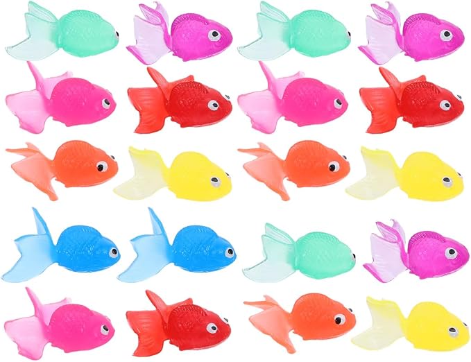 Healifty 20Pcs Artificial Goldfishes Rubber Aquarium Floating Fish for Aquarium Fish Tank Decoration Mixed Color 1.77 X 1.96 X 0.78''
