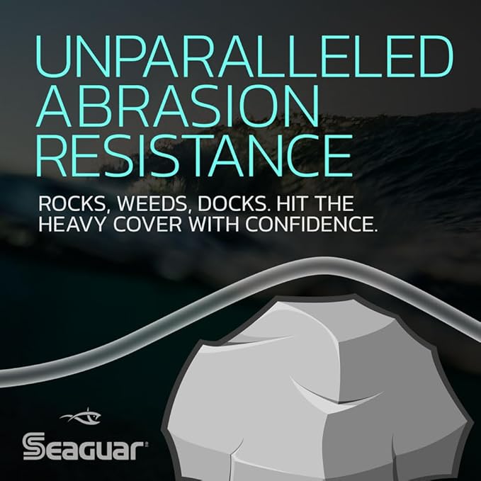 Seaguar Pounce Bass Fishing Leader Line, Freshwater, 100% Fluorocarbon, 25yd Spool, Clear, Multiple Sizes