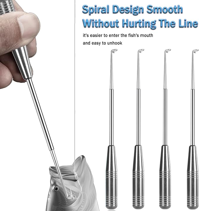 Fish Hook Remover Tool, Fishing Hook Quick Removal Descending Device, Fishing Gear Security Equipment Kits for Adult, Hook Extractor Accessories Detacher Tools with 4PCS Storage Tube