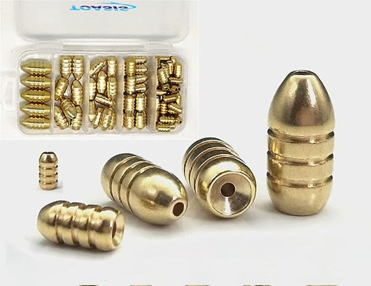 Toasis Brass Fishing Weight Texas Carolina Rig Fishing Bullet Sinker Set Assorted Size