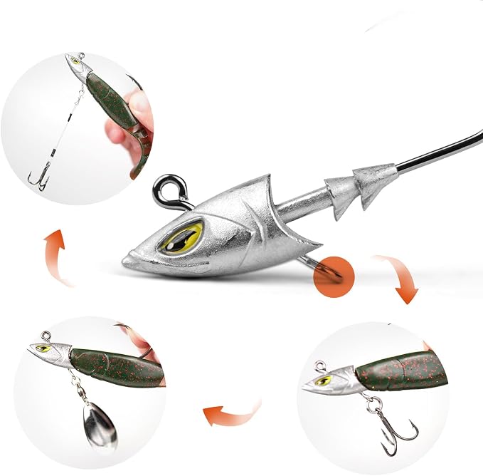 Saltwater Jig Head, Fish Eye Swimbait Jighead for Fishing Inshore/Offshore 1/2 3/4 1 1.5oz with 7/0 Hooks for Redfish, Stripper, Seabass etc.