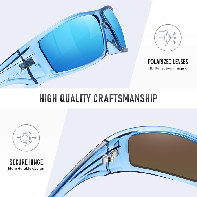 Polarized Sports Sunglasses for Men Women Unbreakable Frame Cycling Fishing Wrap Around Sunglasses UV400 Protection