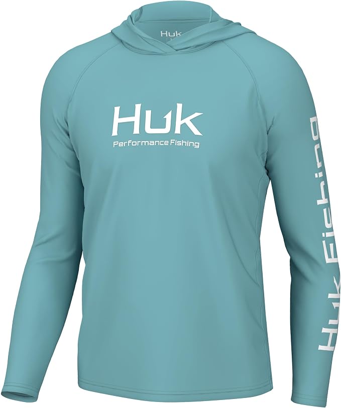 HUK Mens Pursuit Vented Long Sleeve Hoodie, Fishing Shirt with Hood