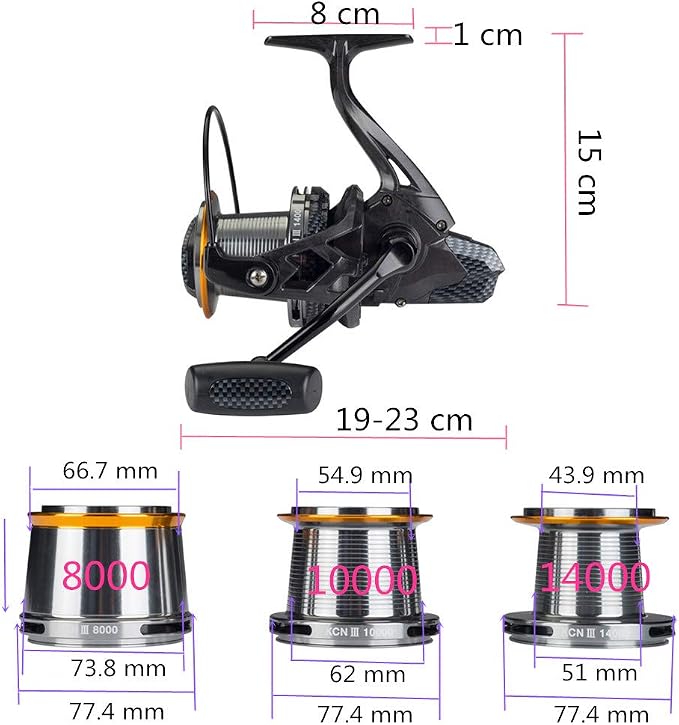 Diwa Fishing Reels Spinning 8000 10000 14000 Series Spool Freshwater Saltwater Big-Game Surf Fishing 12+1 Stainless BB 70 LBS Max Drag Carbon Fiber Ultra Smooth Powerful Oversize Gear
