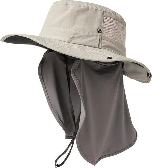 TOP-EX UVCoolix™ UV Protection Mens Sun Hat with Cooling Neck Flap Sunglass Lock Wide Brim Fishing Hats