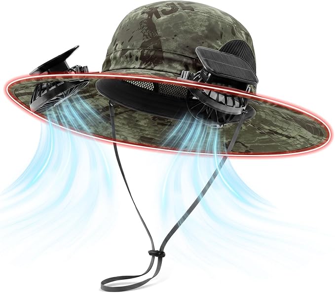 Solar Fan Hat with Steel Brim for Men Women UPF 50+ Garden Outdoor Fishing Beach Essential