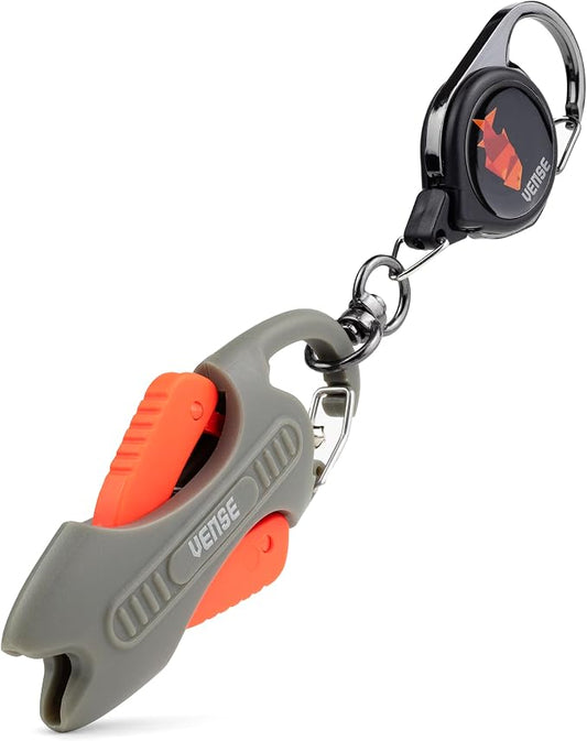 VENSE Retractable Fishing Line Cutter with Ceramic Blades, that Cut Braid, Mono and Fluoro Lines Clean and Smooth, Corrosion - Resistant Scissors, Includes Zinger Retractor Extra.