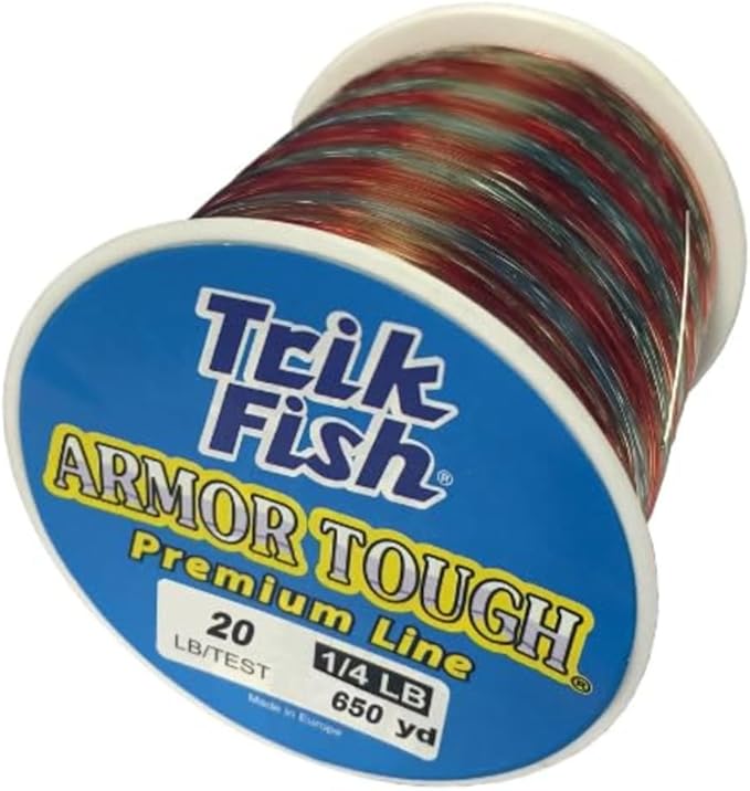 TrikFish Armor Tough Camouflage Monofilament Fishing Line - Stealthy & Strong - Camo Monofilament Line for Freshwater & Saltwater Fishing - Bulk 1/4LB Spool of Mono