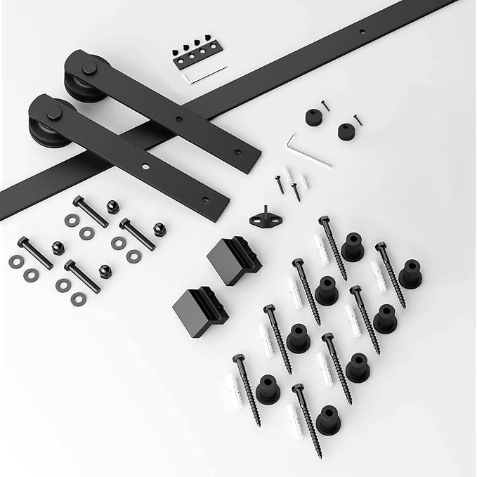 SMARTSTANDARD 11ft Barn Door Hardware Kit, Track, Sliding Hardware - Smoothly and Quietly - Heavy Duty Sturdy - Easy to Install, Fit 60"-66" Wide Panel (I Shape Hanger)