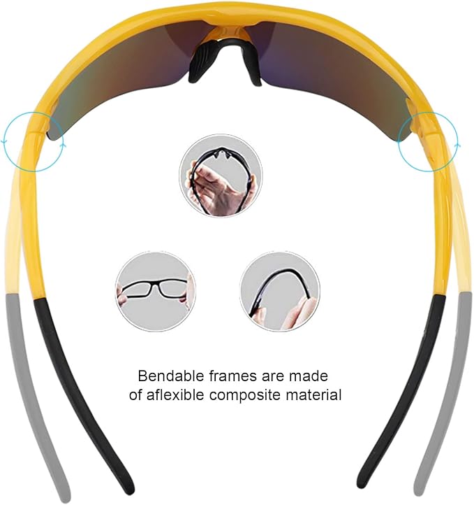 BangLong Polarized Cycling Sunglasses for Men Women, 26g Sports Sunglasses with 5 Lenses for Running Fishing Baseball Driving