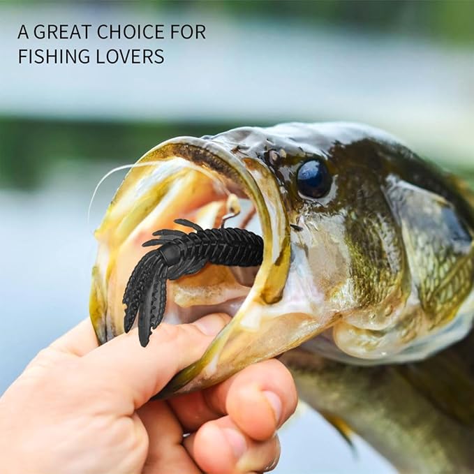 10 Pcs Soft Swimbait Lures, 6.4cm/2.5in Shrimp Shape Soft Plastic Fishing Lures Kit, Bass Fishing Lure Swim Baits with 5 Color, for Fishing Trout, Crappie, Bass, Redfish, Freshwater, Saltwater