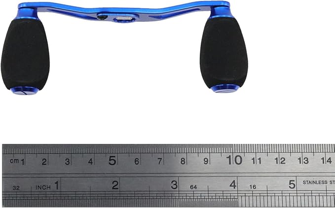 Fishing Reel Handle Blue Fishing Baitcasting Handle Rocker Baitcasting Reel Replacement Parts, with EVA Grip Knob and Nut (Blue + Black)