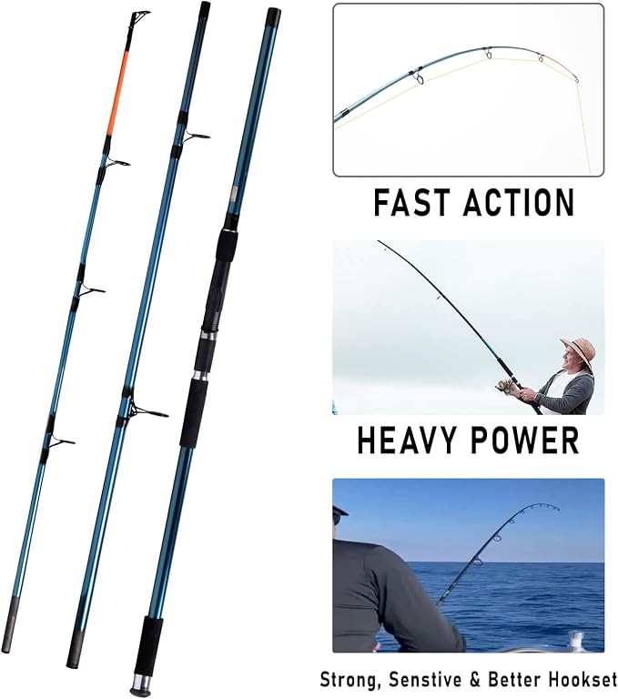 Dr.Fish Surf Fishing Rod and Reel Combo, Saltwater Fishing Combo, 12ft Surf Rod 8000/9000 Spinning Reel 9+1 BB, Offshore Gear Kit Pole Equipment Set