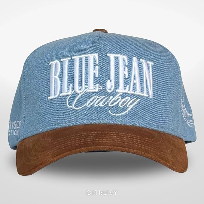 Vintage Western Trucker Hat | Men & Women | Country Cute Caps for Cowgirls Cowboys | Camo Denim Embroidered Cotton | Snapback