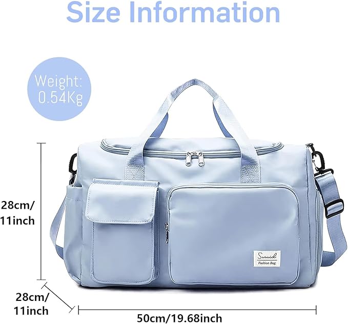 Suruid Sports Gym Duffel Bag with Shoes Compartment and Dry Wet Separated Pocket for Men and Women - Blue