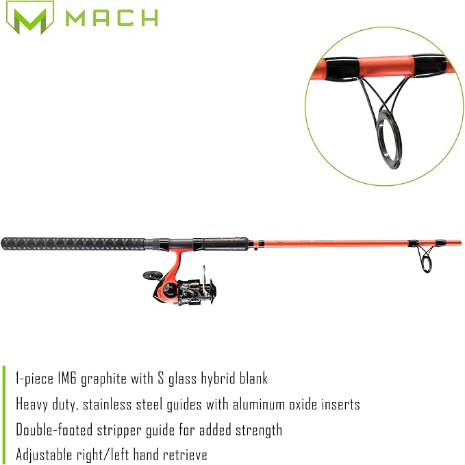 Lew's Cat Smash Spinning Reel and Fishing Rod Combo, 7-Foot 2-Inch 1-Piece IM6 Graphite Fishing Rod, Right or Left-Hand Retrieve, Red