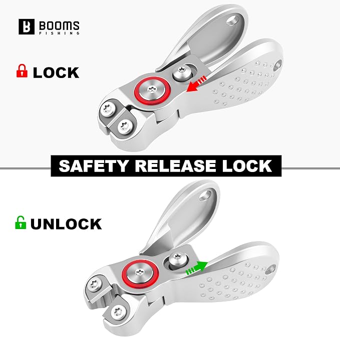 Booms Fishing Line Cutter with Retractor: Mini Fishing Scissors for Braided Line - Stainless Steel Fishing Clippers & Nippers with Safety Release Lock - Fly Tying Scissors for Men, LC1