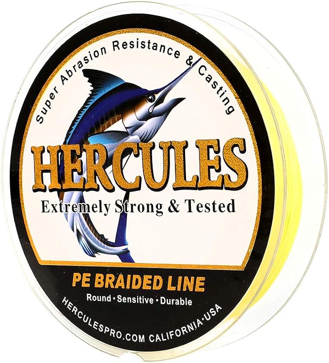 HERCULES Cost-Effective Super Cast 8 Strands Braided Fishing Line 10LB to 300LB Test for Salt-Water,109/328/547/1094 Yards(100M/300M/500M/1000M),Diam.#0.12MM-1.2MM,Hi-Grade Performance,Variety Colors