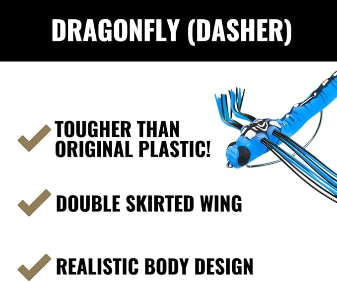 LUNKERHUNT Top Water Bass Fishing Lures | Realistic Weird Fishing Bait for Bass Fishing | Weedless bass Fishing Lures for Freshwater & Saltwater | Frog, Spider & Dragonfly (Bug Combo)