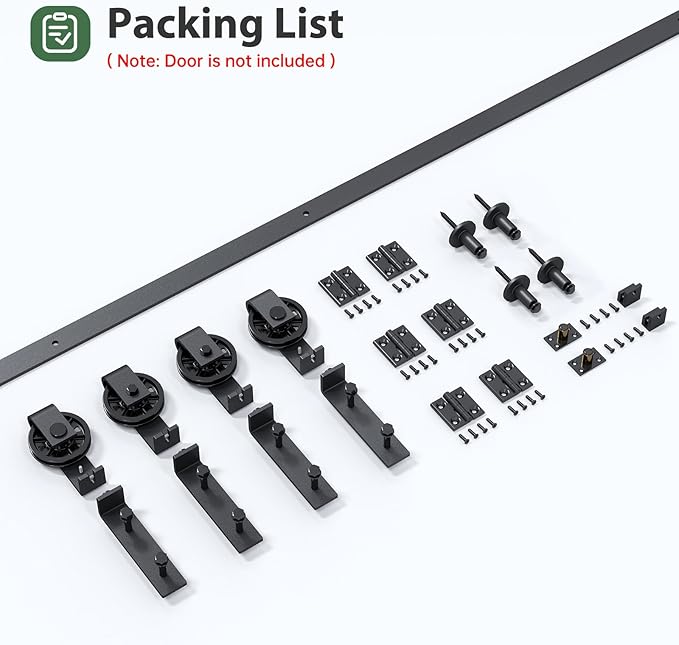 52" Bifold Sliding Barn Door Hardware Track Kit,Side Mounted Black Spoke Wheel Roller,Smoothly and Quietly,Assembly Easy,Fit Four 12" Bi-Folding Doors (Door Not Included)