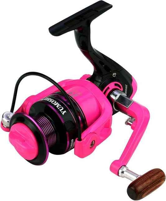 Fishing Spinning Reel Gear Ratio 5.2:1 Lightweight Left/Right Hand Interchangeable Ultra Smooth Powerful 2000, 3000, 4000, 5000, 6000, 7000 Series Pink
