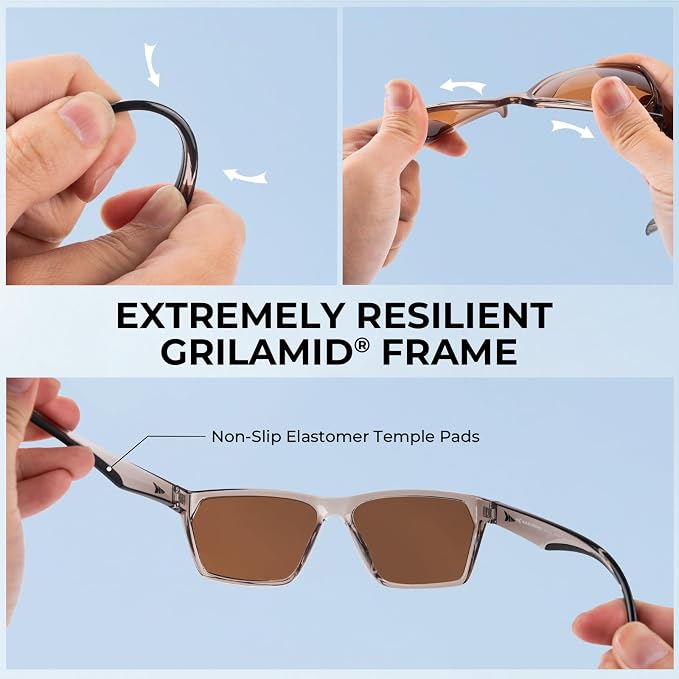 KastKing Beartrap Polarized Sports Fishing Sunglasses, With PuriVex Protective Lens Coating, Square Frame Design, Men Women