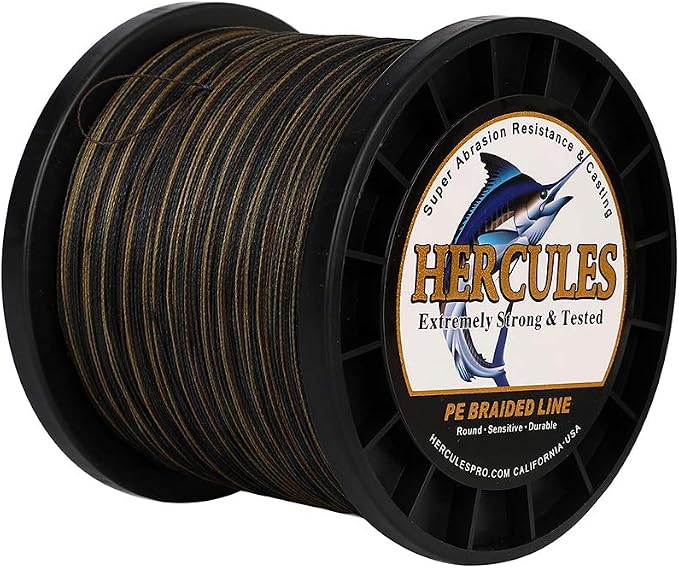 HERCULES Cost-Effective Super Strong 4 Strands Braided Fishing Line 6LB to 100LB Test for Salt-Water, 109/328 / 547/1094 Yards (100M / 300M / 500M / 1000M), Diam# 0.08MM - 0.55MM, Hi-Grade