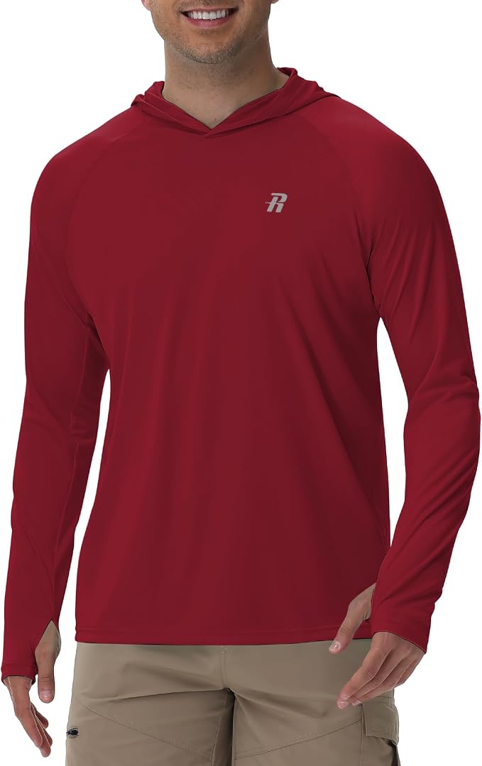 Runhit UPF 50+ Fishing Shirts for Men Long Sleeve Sun Protection Hoodie Lightweight Outdoor Workout Hiking Running Rash Guard