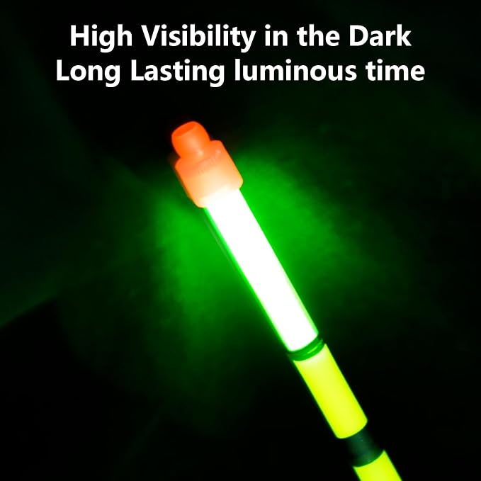 QualyQualy Lighted Fishing Slip Bobber 4-5Pcs Wood/EVA Fish Float + 8-10Pcs Glow Sticks, Night Fishing Light Up Slip Bobber for Crappie Bass Panfish Catfish Walleye