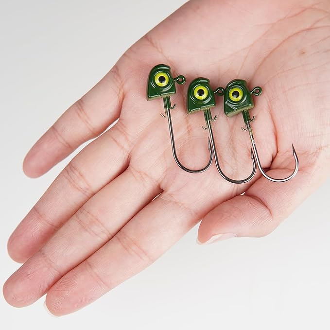 OJY&DOIIIY Swimbait Jig Heads with Chartreuse Fish Eye, 1/8 3/16 1/4 3/8 1/2oz Jigheads for Freshwater&Saltwater Fishing 10/15 Pack