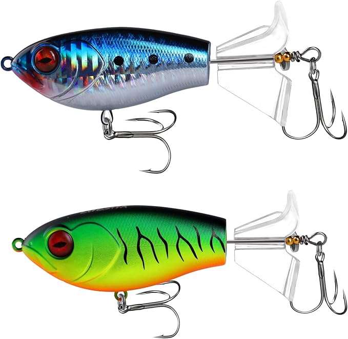 Fishing Lure Kit, Bass Fishing Lures with Lifelike 3D Eyes, Top Water Bass Fishing Lures for Freshwater and Saltwater, Ideal Bass Fishing Kit and Teaser Gift for Men