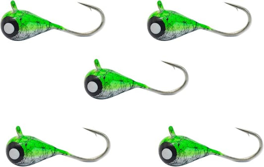 Tungsten Ice Fishing Jig Set Ice Fishing Lures, Max Sensitive Tungsten Tear Drop Ice Jig Head Hook for Panfish, Crappie, Walleye, Perch, Trout, Bluegill