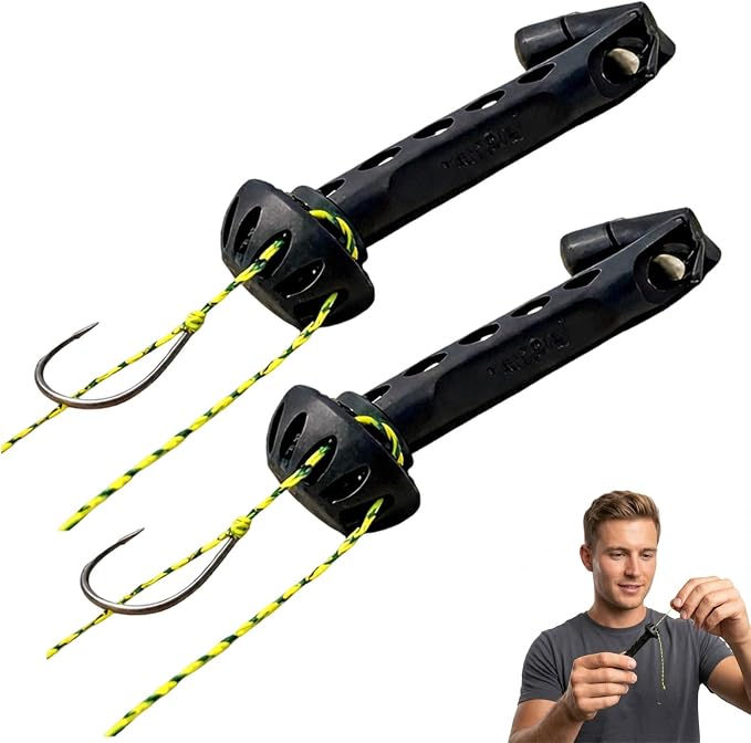 Magnetic Fly Threader, Magnetic Fly Threader & Knot Tying Tool, Fly Fishing Accessories with Strong Magnets for Easy Line Threading, Two-Pack Black Tools for Fishing Lovers and Starters