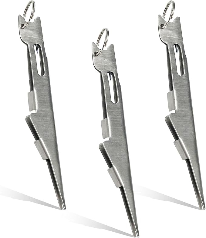 3PCS Fishing Knot Tying Tool - Quick Knot Tying Tool for Hooks, Lures and Line (Silver)