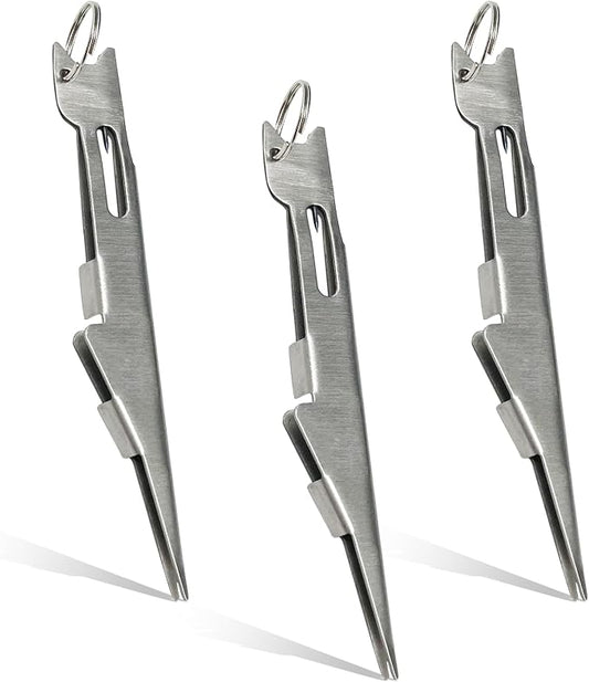 3PCS Fishing Knot Tying Tool - Quick Knot Tying Tool for Hooks, Lures and Line (Silver)