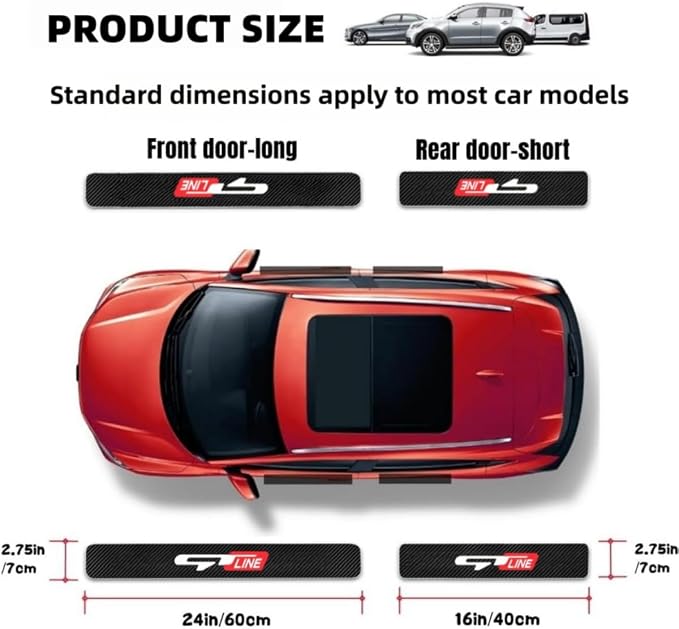 Door Sill Protector for Picanto Proceed Rio K3 K5 Sportage Stinger Soul GT Line Accessories Car Door Entry Guard Sill Protector with Plastic Scraper Carbon Fiber Leather Threshold Stickers