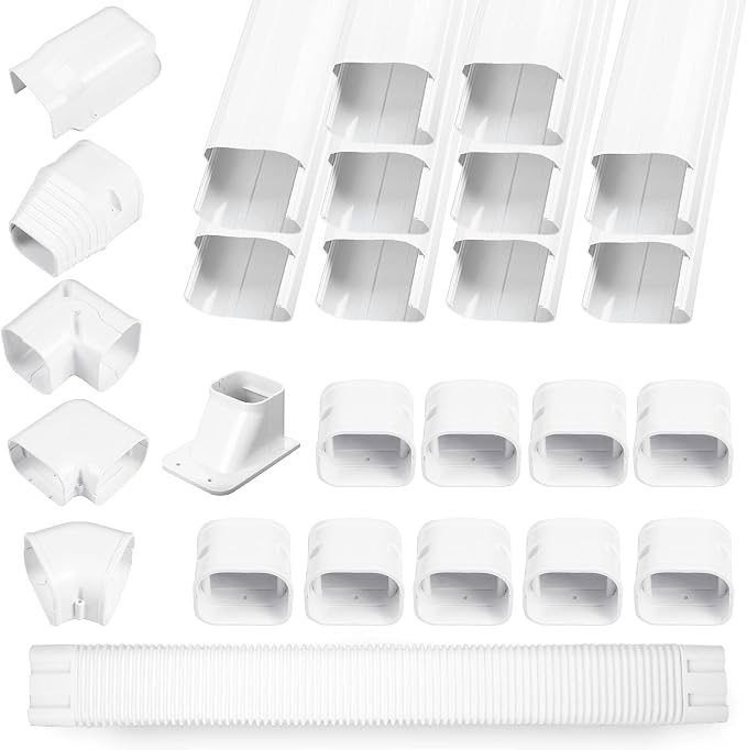 LyPrem 16Ft Mini Split Line Set Cover 3" PVC Line Cover Kit for Mini Split and Central Air Conditioner & Heat Pump