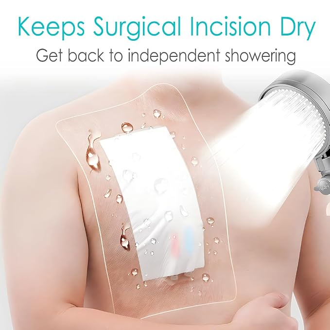 Waterproof Shower Protector Large Cover Shields for PICC Central Line Peritoneal Dialysis Chest Port Feeding Tube PD Catheter Accessories Bandages with Non-Stick Center Pad 10"x12"(Pack of 7)