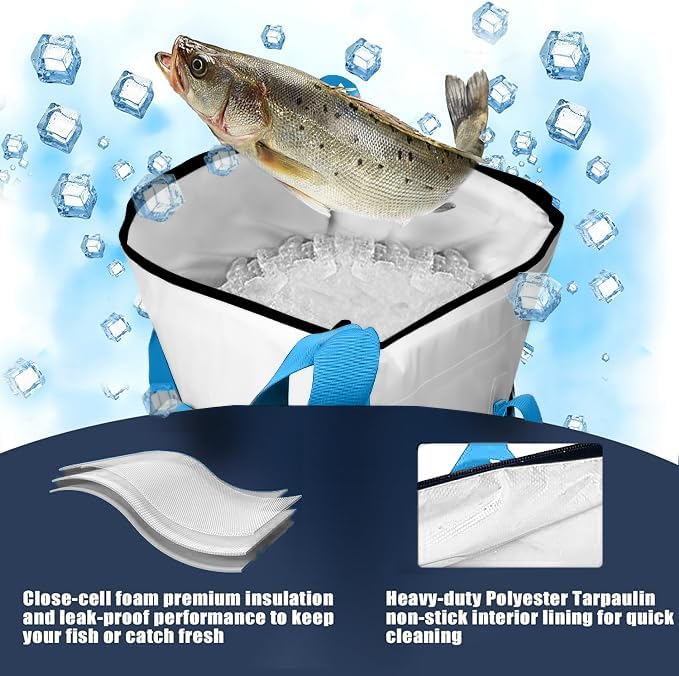 MORXPLOR Insulated Fish Cooler Bag for Fishing 41x17 47x17In 50x20In 60x24 72x30 80X40 Inches,Large Insulated Fish Kill Bag,Fishing Catch Bag Cooler with Water-resistant Zipper