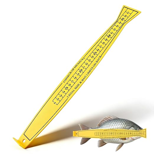 15 Inch Fish Measuring Board Lightweight Fish Ruler Bump Board - Fishing Ruler for Crabs and Fish, Portable Kayak/Boat Measuring Tool Easy to Read (Yellow)