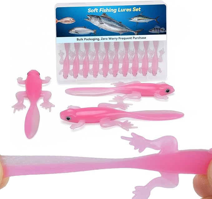 Clearance Bionics-Designed Durable Soft Plastic Fishing Lures Kit with Bonus Accessories, 3/4/5/6 Inch, 9-Type Lifelike Swimbaits in One Gear Set Included Tackle Box for Bass