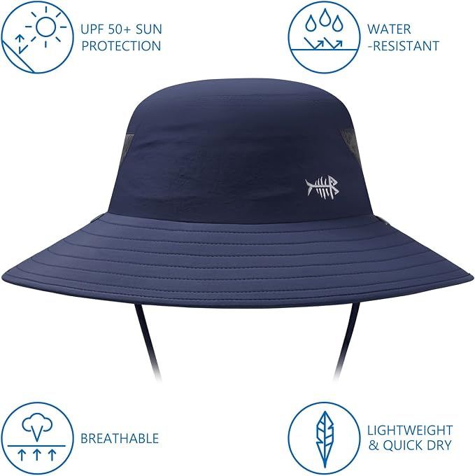 BASSDASH UPF 50+ Breathable Sun Hat with Removable Face Cover and Neck Flap Wide Brim Bucket Hat for Fishing Hiking Men Women