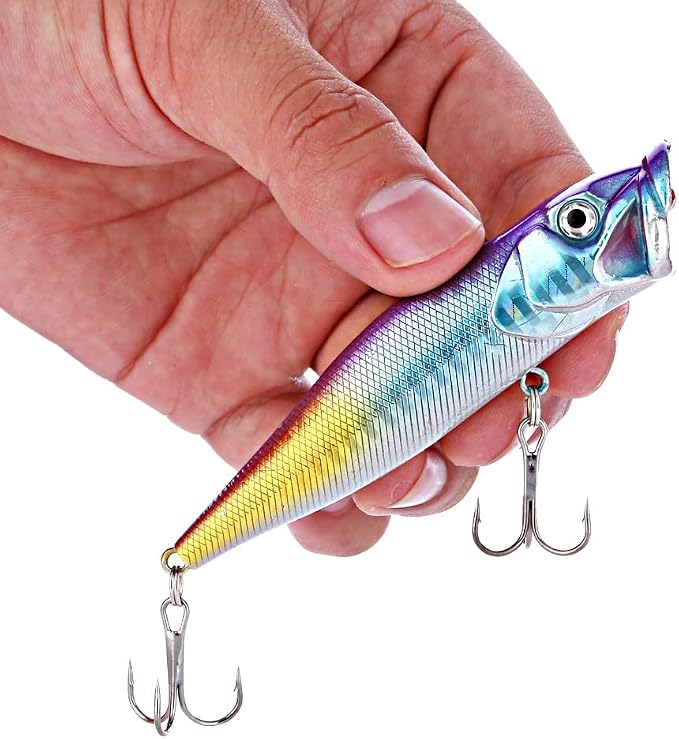Sougayilang Fishing Lures Large Hard Bait Minnow VIB Lure with Treble Hook Life-Like Swimbait Fishing Bait Popper Crankbait Vibe Sinking Lure for Bass Trout Walleye Redfish